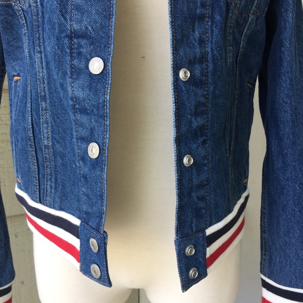 NWT Levi’s Rib Trim Trucker Varsity Denim Jean Jacket Brick/Mortar NEW - Picture 11 of 16